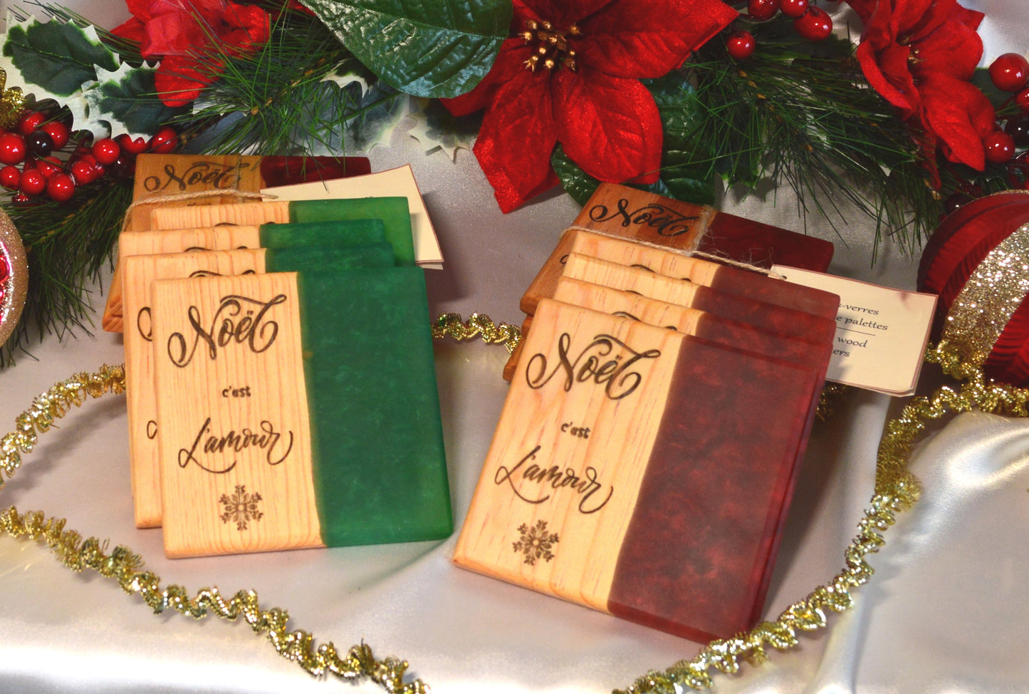 Sous-verres Noël en bois